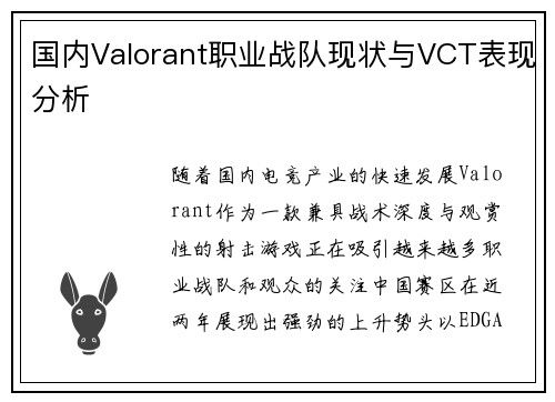 国内Valorant职业战队现状与VCT表现分析